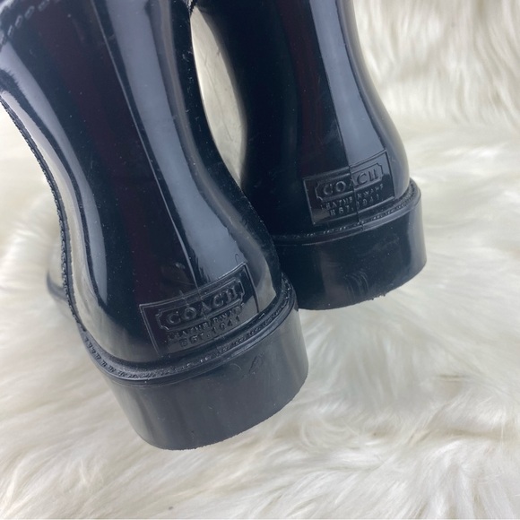 COACH RAIN TALL BOOTS SIZE 7 BLACK COLOR - Picture 3 of 11